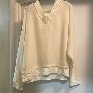 American Eagle Outfitters Cream V-Neck Sweater